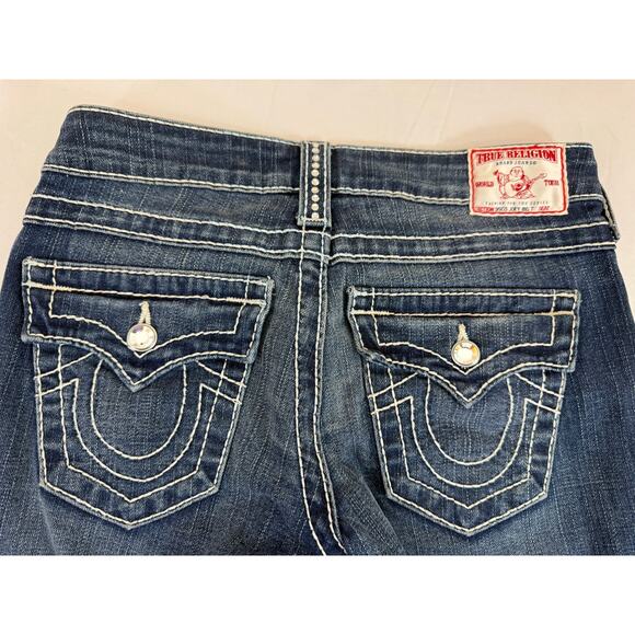 Y2K True Religion Rhinestone Big T Disco Joey Jeans – Size 26 – Flare Low Rise - Picture 3 of 15